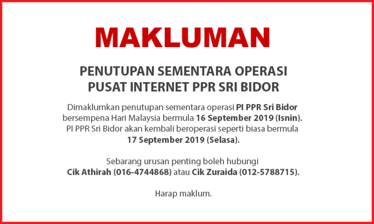 NOTIS PENUTUPAN PImalaysia